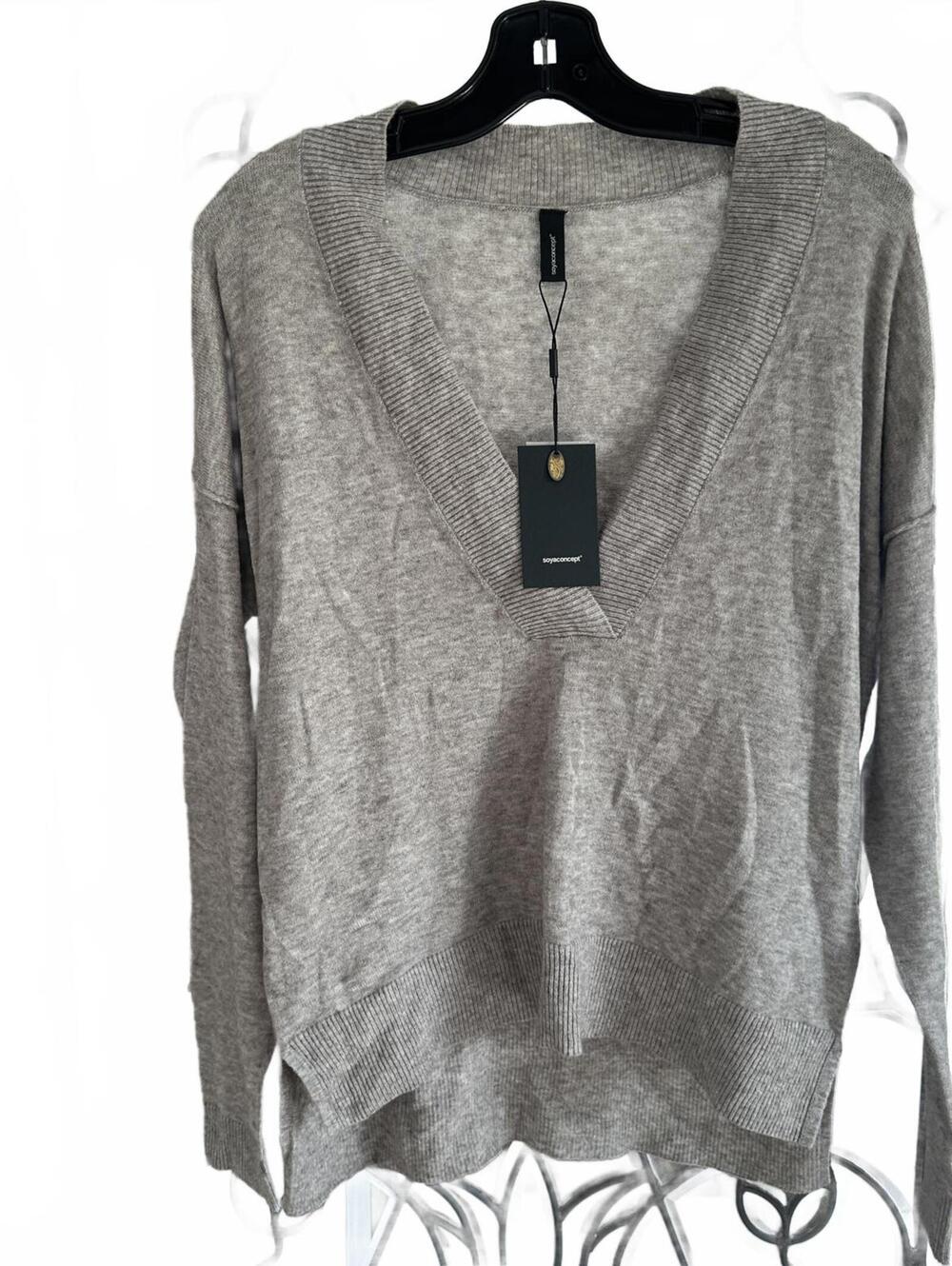 SoyaConcept Nivianna 13  Women's V-NeckSweater Grey Melange - Size M